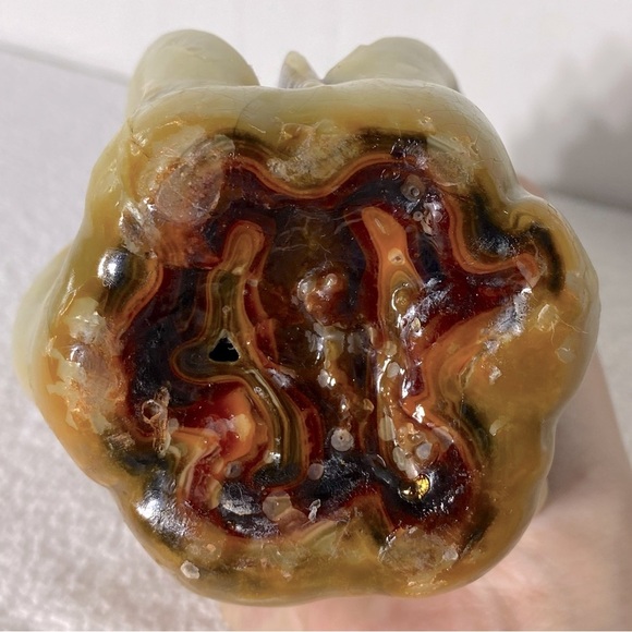 Vintage 70s Handmade Hand Carved Multi Layer Multi Colour Ribbon Wax Candle - Picture 10 of 15